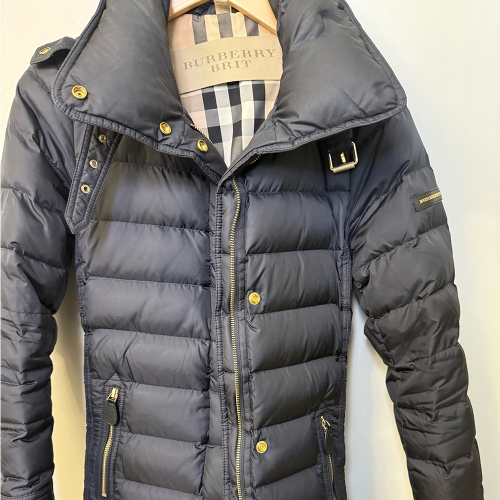 Burberry Black Puffer Jacket with Check Lining